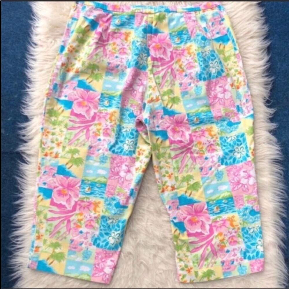 Tropical Patchwork Beach Print Capri Pant - Picture 4 of 4